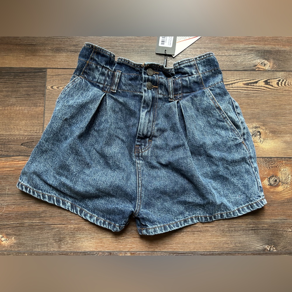 Paper bag boho denim shorts